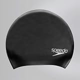 Speedo Unisex Long Hair Swim Cap Latex-Free Silicone Black One Size
