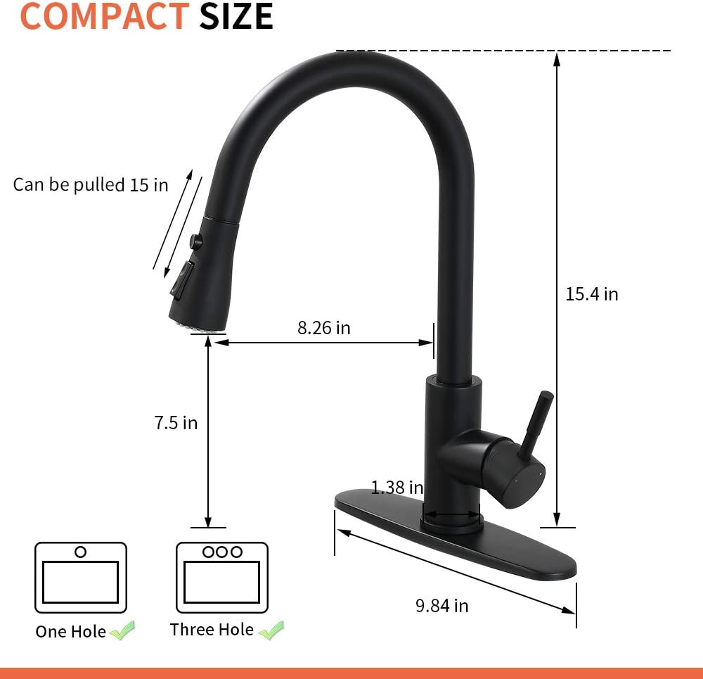 OWOFAN Touch On Kitchen Faucets with Pull Down Sprayer Smart Kitchen Sink Faucets with Deck Plate, Stainless Steel Matte Black 1068R - - 