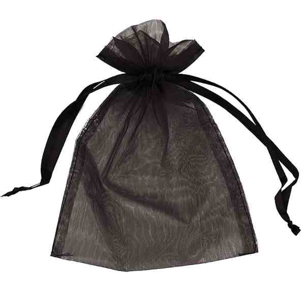 50 Organza Bags Wedding Favours Party Jewellery Pouches Mesh Drawstring Gift Wrap (7cm x 9cm, Black)