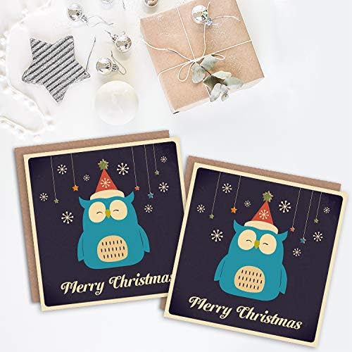 Wee Blue Coo Christmas Cards 6 Pack - Cute Owl Bird Snowflake Set Xmas Cards, 15 x 15 cm - Image 3