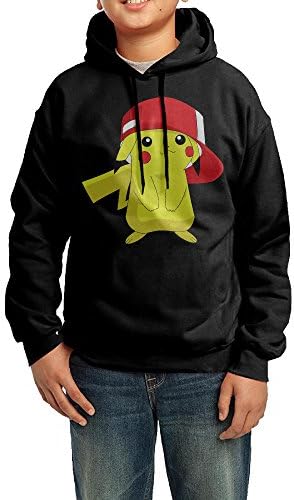 Boys Girls Kids Pikachu Pokemon Hoodie Black Cotton Hoodie X-Large