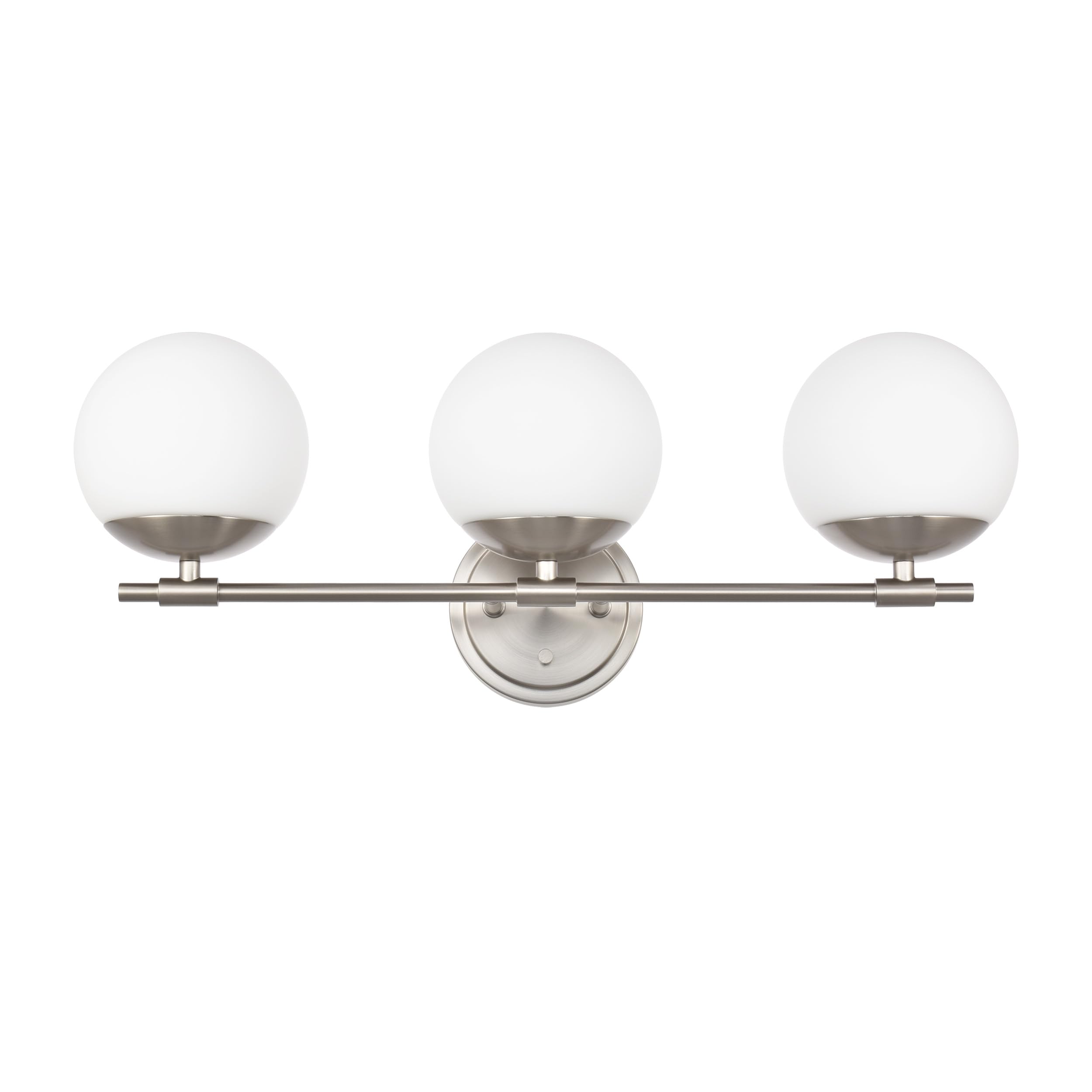Photo 1 of Ntsunxeko Bathroom Vanity Light Fixtures, 3 Light Globe Wall Sconce Lighting Over Mirror, Modern Vanity Lights for Bathroom, Mirror Cabinets Hallway Stairs, Standard E26 Base, Brushed Nickel