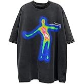 Vamtac Oversized Tshirts for Men Vintage Distorted Portrait Print Graphic Tees Y2k Casual Summer Streetwear Tops