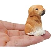 Selsela Labrador Retriever Wooden Figurine - Hand-Carved Miniature Wood Carving Dog Statue, Rustic Home Decor & Collectible Puppy Sculpture