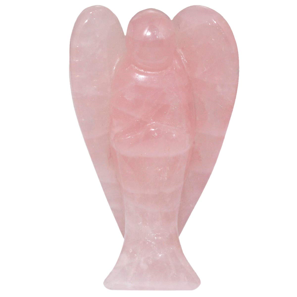 mookaitedecor 3 Inch Rose Quartz Crystal Guardian Angel Gemstone Carved Figurine Statue Pink Room Decor, Healing Crystal Festive Angel Gift Women Friend, Love Peace Good Luck Angel Reiki Chakra Decor