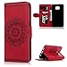 Badalink S7 Edge Case,Galaxy S7 Edge Case Retro 3D Embossed Flower Wallet Purse Magnetic Flip PU Leather Kickstand Case Card Holders Soft TPU Inner Bumper Hand Strap & Dust Plug Stylus Pen Red