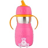 Kid Basix Safe Sippy, Stainless Steel Cup for Babies/Toddlers, Round Spout, Dishwasher Safe, BPA Free, 11 OZ. Travel/School/Play Pink