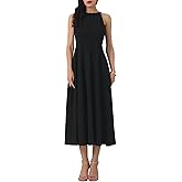 WOMLAYOUT Women's Cocktail Prom Dress 2025 Midi Halter Neck Sleeveless Vintage 50s Wedding Guest Dress
