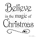 Believe in The Magic of Christmas Vinyl Lettering Wall Decal Sticker (Black, 10.2