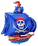 PIRATE SHIP (BLUE) 36" ANTI-GRAVITY FLOATING TOY - Amazing STRING-LESS HOVERING ZERO-G Balloon, Flying Under The Sea Decoration, Birthday Party Favor