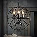 Perfectshow 4-lights Vintage Edison Metal Shade Round Hanging Ceiling Chandelier Retro Iron Rustic Spherical Pendant Light Kitchen Island
