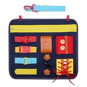 SIMBOOM Toddlers Busy Board, Montessori Basic Skills Activity Board, Learn to Dress Toys for 1 2 3 4 Years Old Kids…