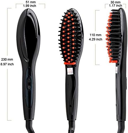 Electronic Hair Straightener Anti Scald Comb Irons Electric Hair Straightener Brush-BLACK