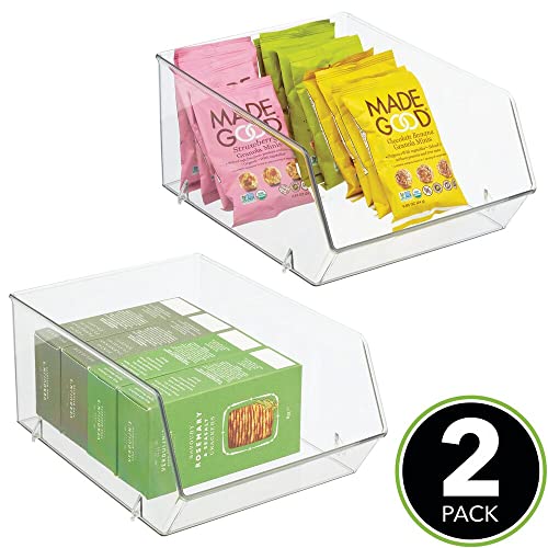 mDesign Plastic Stacking Food Storage Bin for Kitchen Pantry