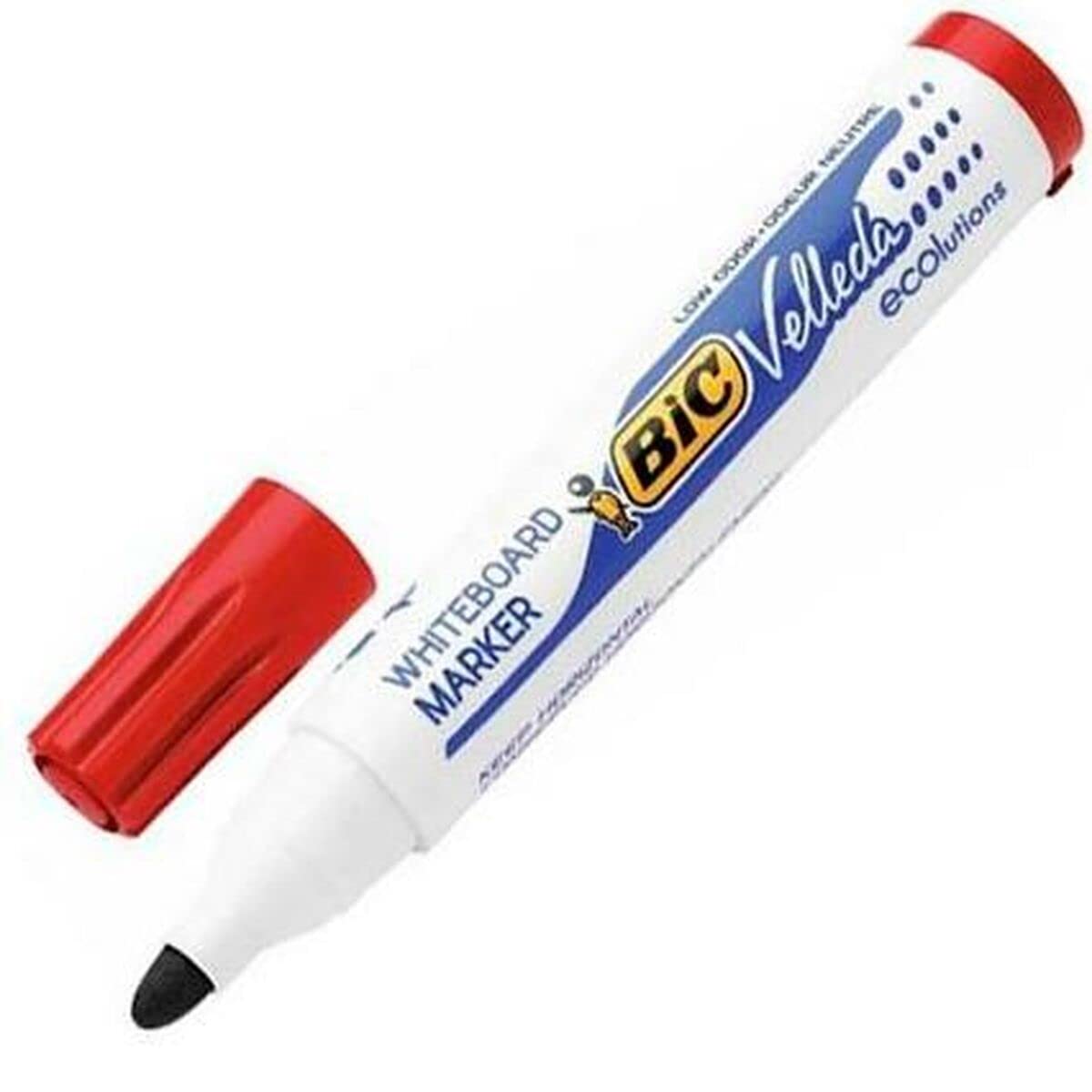 Bic Velleda 1701 Ecolutions Whiteboard Pens, Red - Box of 12 - Dry Erase Pens for Whiteboards in School or office