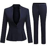 YUNCLOS Women's Business Office 1 Button Blazer Jacket and Pants Suit Set