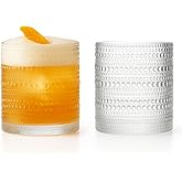 LEMONSODA Hobnail Drinking Glasses Set of 2 – Vintage Clear Lowball Glass Cups 10oz – Textured Barware Aesthetic Retro Glassware Tumblers for Water, Cocktails, Whiskey, Juice (Lowball 10oz, Set of 2)