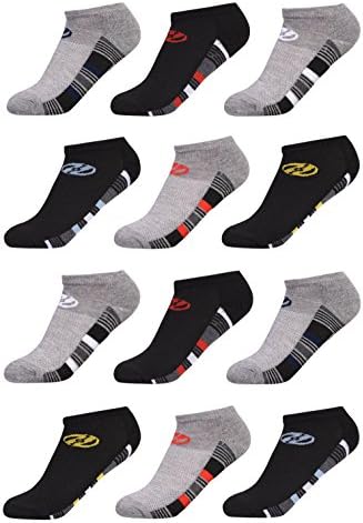 'Heelys Boys 12 Pack Low Cut No-Show Socks, Grey, Black, Size 6-8'