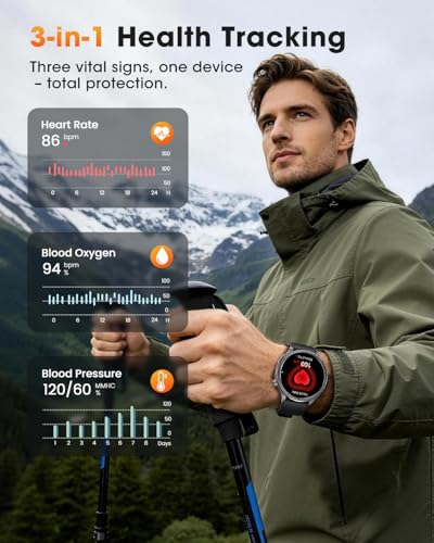 Smartwatch Uomo con ECG+HRV, AI GPT Orologio Uomo con Pressione Sanguigna, Frequenza Cardiaca, SpO2, 24H Sonno, 120+ Modalità Sportive IP68 Smartwatch Fitness, Notifiche Messaggi Android iOS Nero