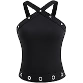 winkbay Women's Summer Grommet Eyelet Tank Top Elegant Sleeveless Fitted Work Tops