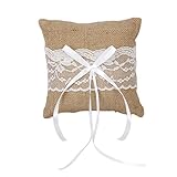 Vintage Jute Rustic Wedding Ring Pillow 6 inch x 6 inch