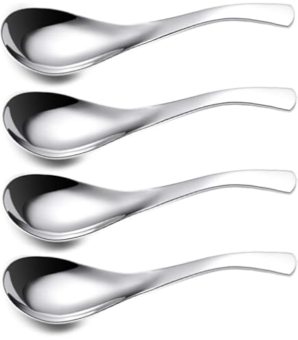 Pack De 4 Cucharas De Acero Inoxidable - 19.5 Cm, Para Cocina Y Mesa, Fáciles De Limpiar, Ideales Para Niños Y Cocinar