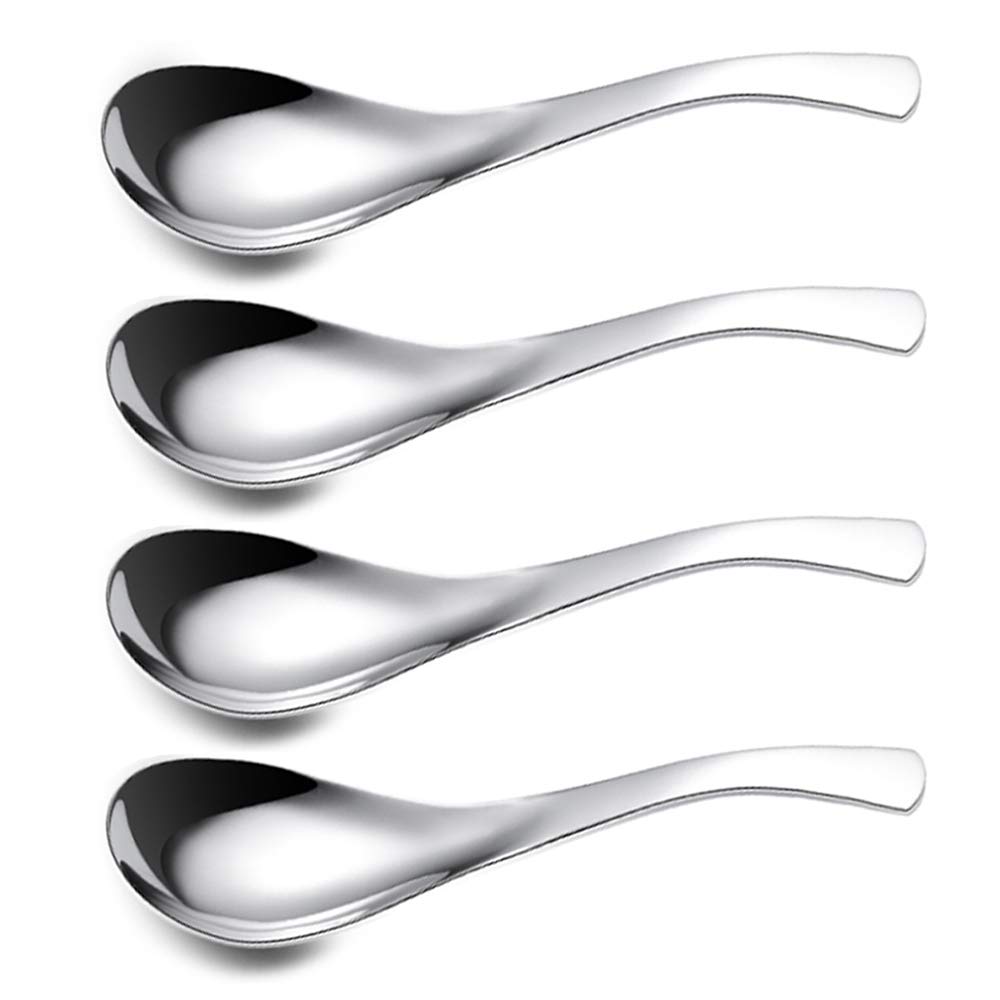 ERCENTURY Stainless Steel Spoon, Soup Spoon, Coffee Spoon, Desert Spoon, etc. Light Weight and Small Size Especially Suitable for Toddlers, Children, Espresso etc. (Set of 4)