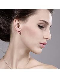 Pendientes de tuerca de rubí de oro blanco de 14 quilates, diseño redondo de 2 quilates, 0.236 in