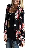 AMiERY Women's Floral Kimono Boyfriend Cardigan Open Front Fall Sweaters (XXXL, Black)
