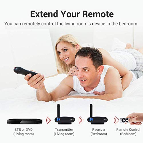 Wireless Audio Transmitter & Receiver,PAKITE 5.8GHz 24 Channels with IR Remote Extender,Support 480P 200M Transmission Wireless RCA Video & Audio Sender for Satellite DVD to TV Home Use - Thumbnail 3