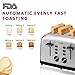 Toaster 4 Slice, Geek Chef Extra Wide Slots Stainless Steel Four Slice Toaster, Bagel/Defrost/Cancel Function 6 Browning Settings Auto Pop-up Removable Crumb Tray (4-slice)