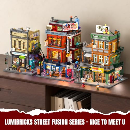 LUMIBRICKS Street Fusion Boxing Club Lighting Building Bricks Set - City Town Modular Playset Collection Display kit with Minifigures 3036 Pcs for Adults & Teens & Life Enthusiasts
