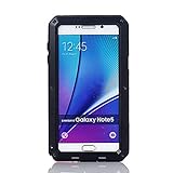 Note 5 Case,Mangix Shockproof Waterproof Dust/Dirt/Snow Proof Aluminum Metal Gorilla Glass Protection Case Cover for Samsung GALAXY Note 5 N920 (Black)