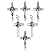 Gifts Catholic Inc. Bulk Pack of 25 - St Benedict Crucifix for Rosary Making - 1.5 Inch Silver Oxidized Crucifix for Bulk Rosary Making Supplies, Made in Italy