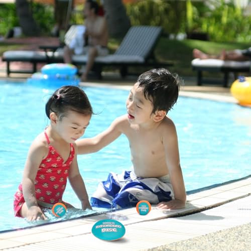 Shindel 2PCS Skip Balls with Skip Disc and Storage Bag, Water Skip Balls Blue Orange Water Bouncing Balls for Swimming Pool Beach Toys Great for All Ages