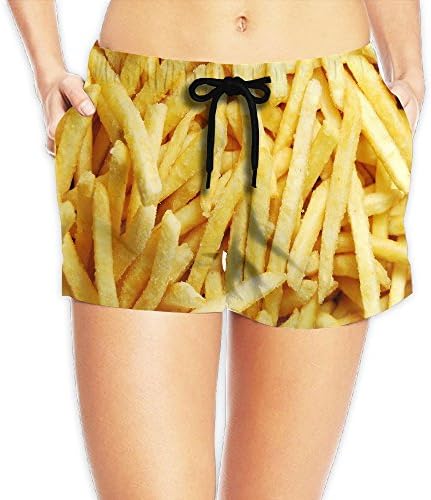 Won5y French Fries Women's Quick-Drying Summer Beach Shorts Surfing Shorts Swim Trunks