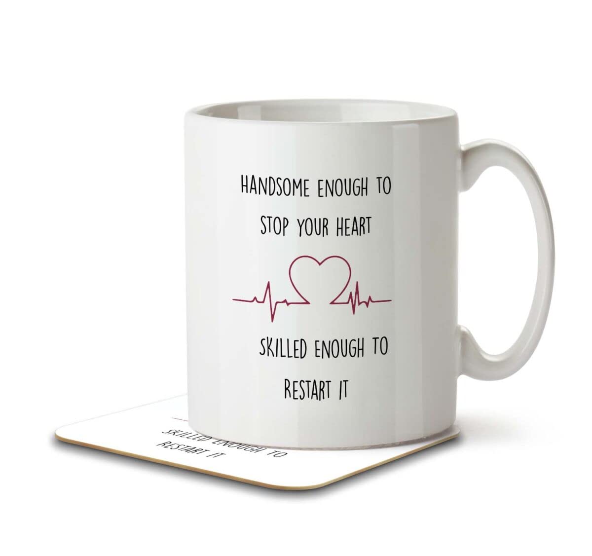 The Inky Penguin - Handsome Stop Heart, Skilled to Restart It - Doctor, Dr, Medical Mug and Coaster, Ceramic, 11fl. oz.