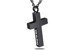 URNAURN Cremation Cross Necklace for Ashes Cross Urns Locket Pendant Ashes Holder Stainless Steel Memorial Jewelry-With Me Always