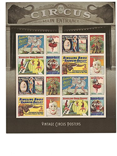 USPS Vintage Circus Posters, Forever U.S. Postage Stamps, Sheet of 16