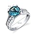 PEORA London Blue Topaz Cathedral Solitaire Ring for Women 925 Sterling Silver, Natural Gemstone Birthstone, 2.25 Carats Round Shape 8mm, Size 5