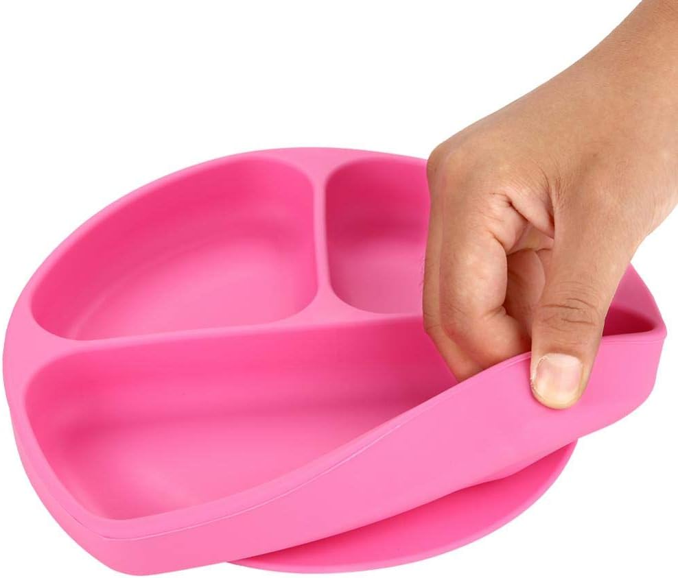 Assiette A Ventouse En Silicone Pour Bebe Solide Et Epaisse Ventouse Puissante Set De Table Avec Compartiments Assiette Antiderapant Pour Chaise Haute Rose Le Repas De Bebe Bebe Puericulture Centroarco Com