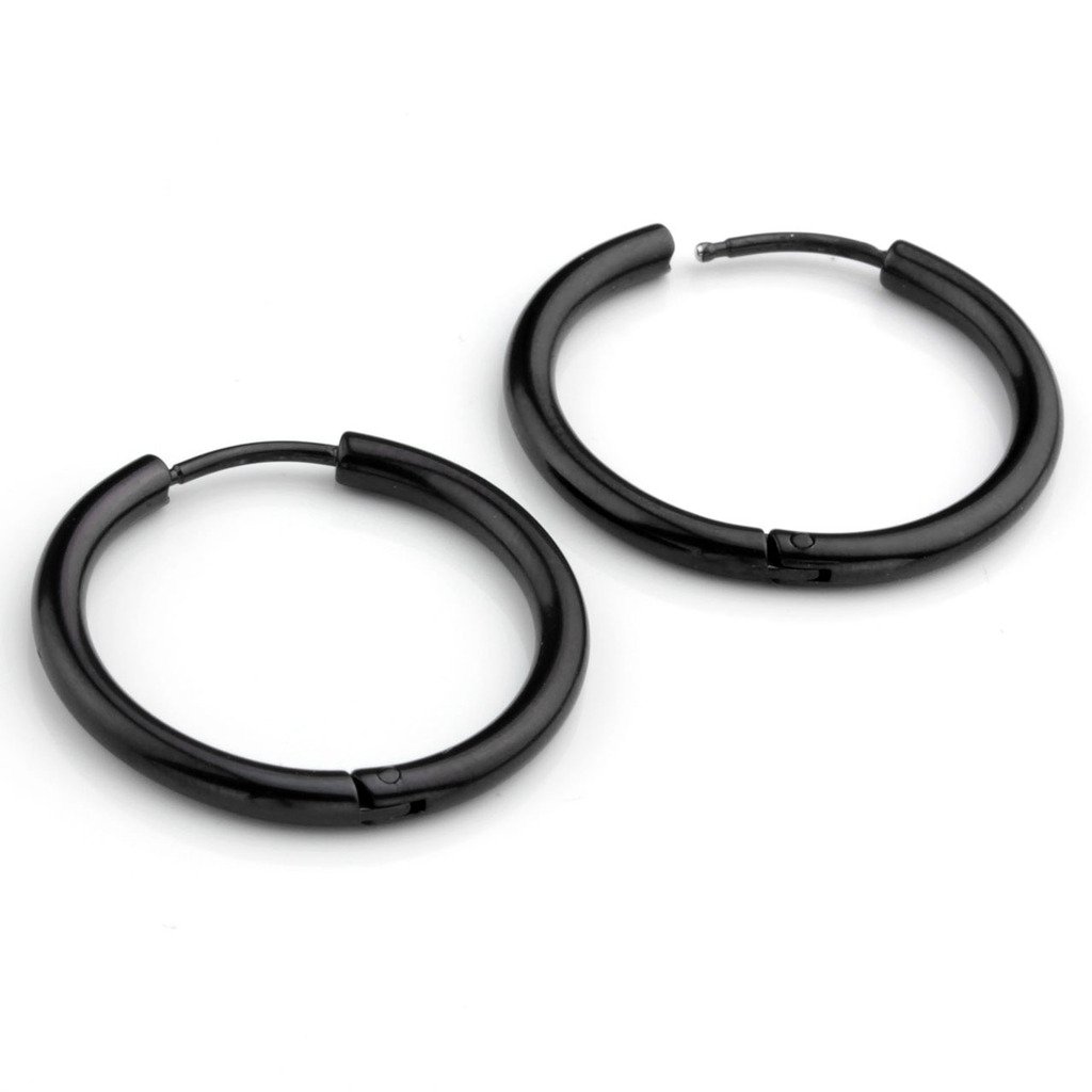 Zysta Bijoux 3 Paires Creoles Boucles D\'oreille Anneau Rond pour Homme Femme Unisexe Acier Inoxydable Argent Noir Or