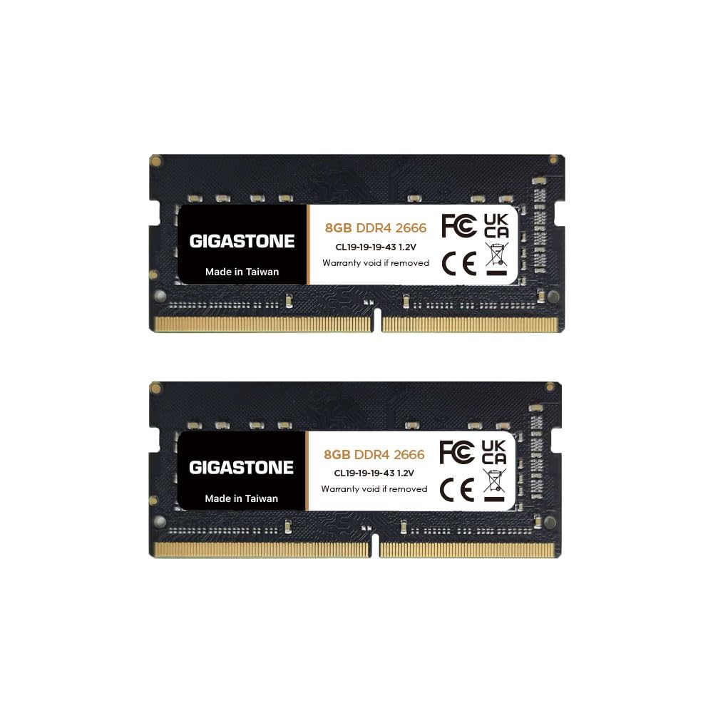 【DDR4 RAM Laptop Only】GIGASTONE 16GB Kit (2x8GB) DDR4 2666MHz (2400MHz or 2133MHz) PC4-21300 (PC4-19200/17000) CL19 1.2V SODIMM 260 Pin Unbuffered Non ECC High Performance Notebook Memory Upgrade