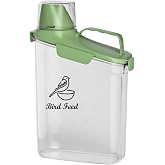 Brabtod Bird Seed Storage Container Portable-3 Qt/2.8 L Clear Pet Food Container-with Measuring Cup/Lid,Airtight Wild Bird Seed Dispenser for Storing Sunflower Seed|Squirrel proof|BPA Free-Green