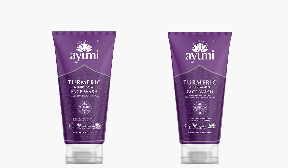 Ayumi Brightening FaceWash with Turmeric & Papaya| Vitamin C Face Wash for Dull & Dehydrated Skin |Perfect Facial Wash to Soothe Irritated Skin|Women & Mens Face Wash | 2 x 150 ml
