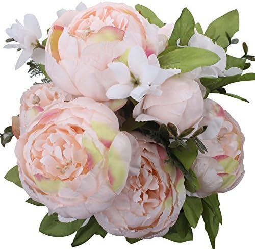 XIUER Vintage Artificial Flowers Fake Peony Flowers Bouquet Glorious Wedding Home Bridal Decoration (Pure Pink)