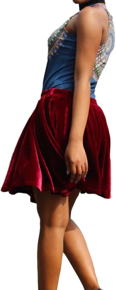 Idingding Womens Lace Velvet Night Club Party Mini Skater Skirt
