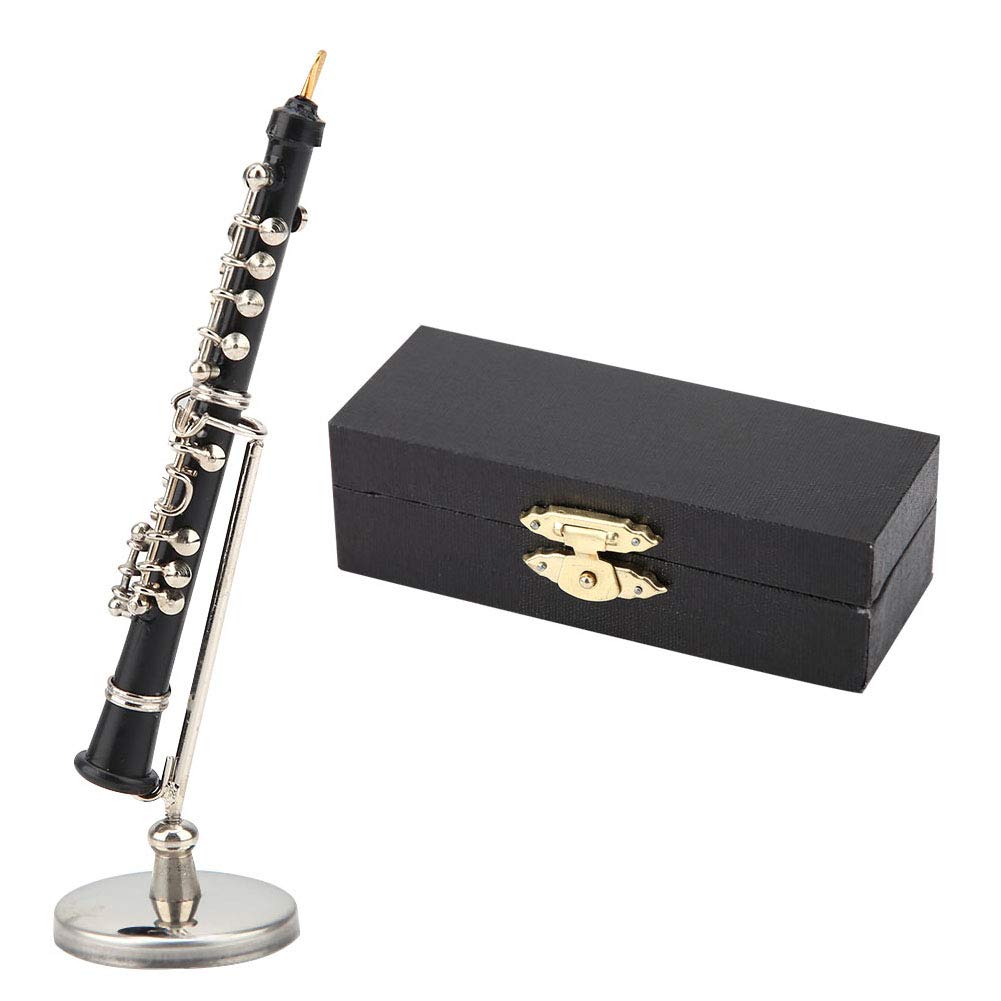 Miniature Clarinet Miniature Oboe Model Mini Musical Instrument Dollhouse Model Case for Dollhouse Music Home Decoration