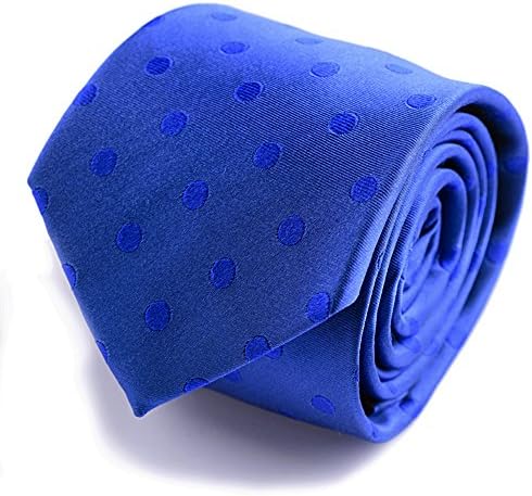 Qobod classic ties mens silk neckties gift boxes royal blue polka dots