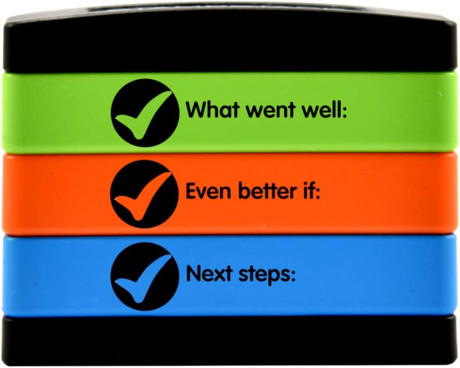 SuperStickers 3 in 1 Stamp Stack for Marking - 'What Went Well/Even Better If/Next Steps',34 x 12 millimeters